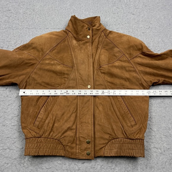 VTG Wilsons Adventure Bound Bomber Jacket Women's Small Brown Leather Lined Coat - Picture 9 of 14